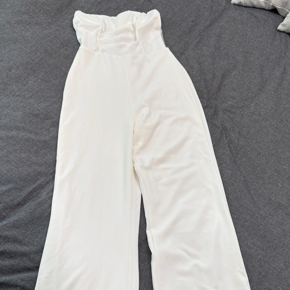 Lulu's Elegant White Wide Leg Jumpsuit